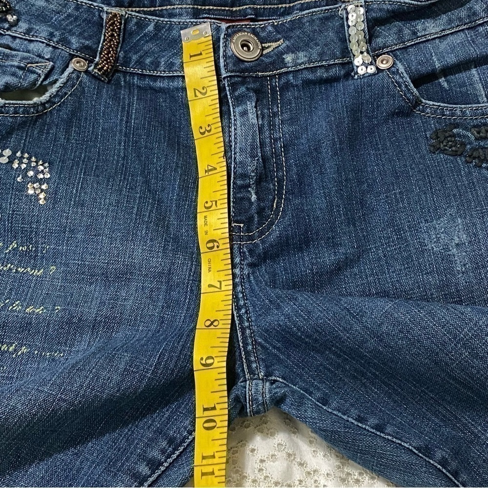 Vintage American Exchange boho embellished kick crop jeans size 32 - Picture 15 of 16